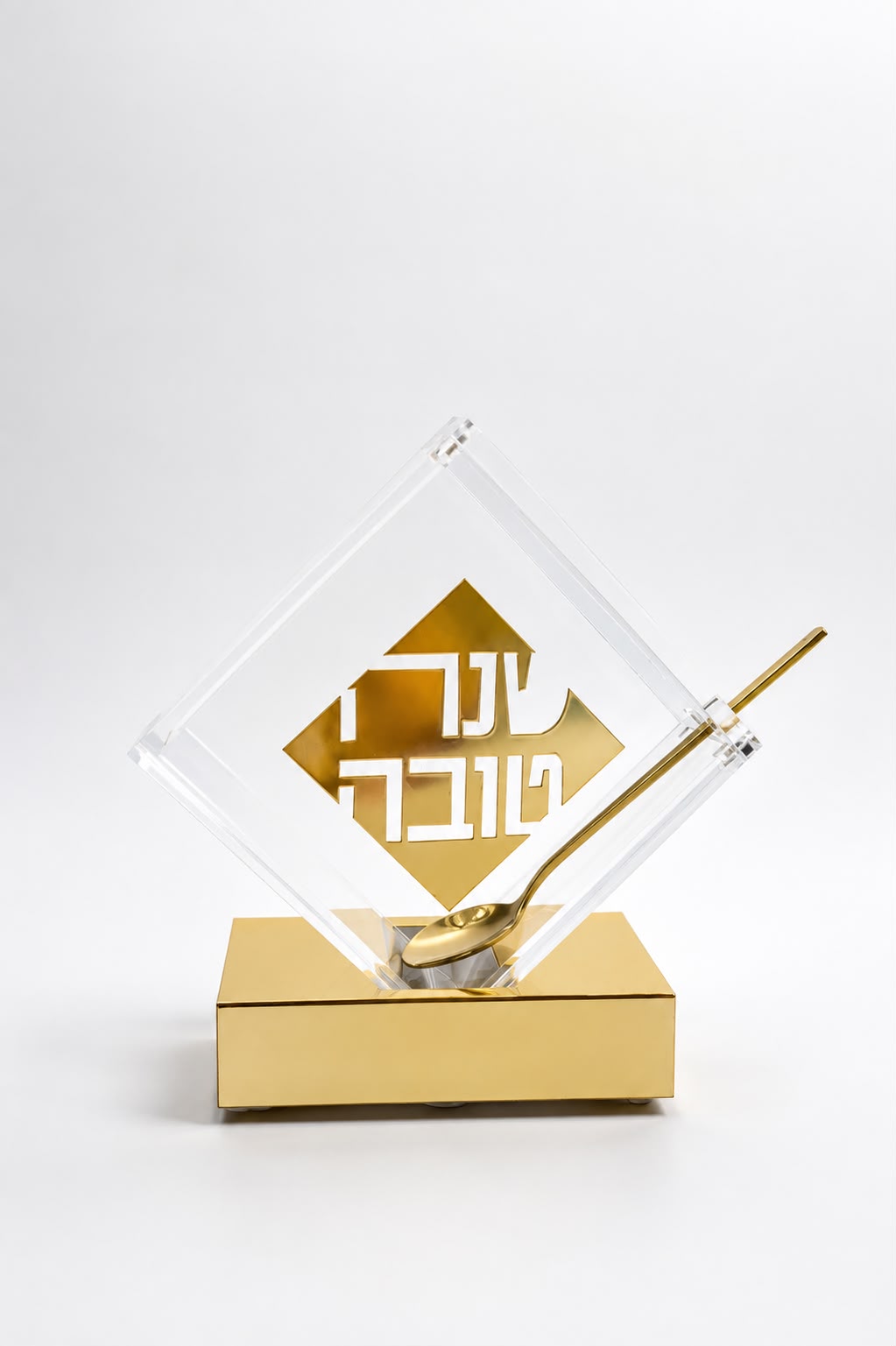 Diagonal Gold Honey Jar