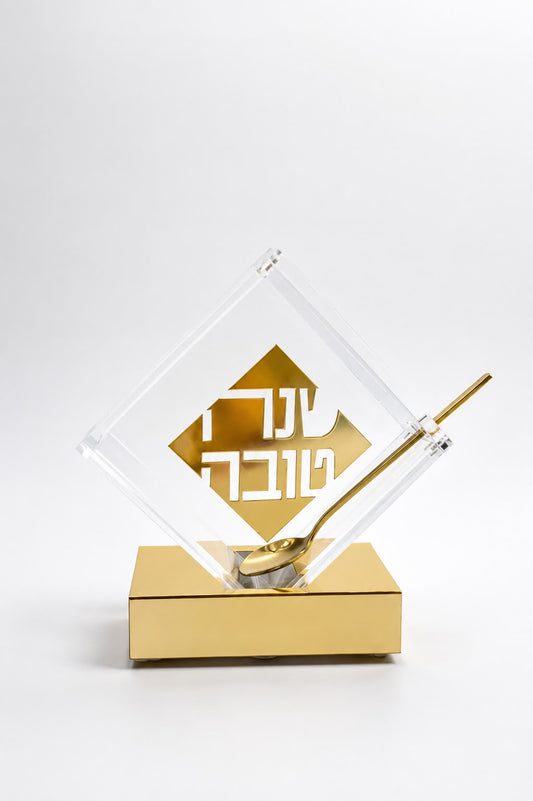 Diagonal Gold Honey Jar